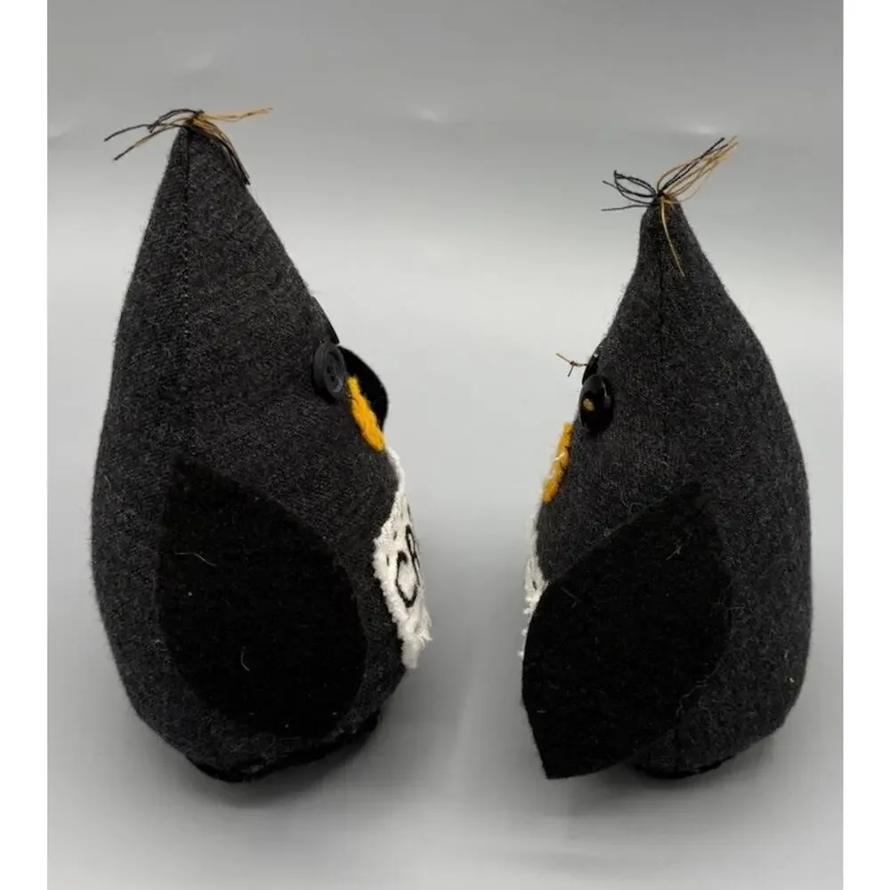 Set of 2 Primitive Black Crow Bowl Fillers Shelf Sitters Handmade Halloween